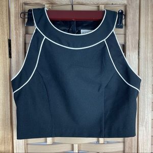 RAMPAGE R-WEAR Vintage 90s Mod Piped Collar Prom Party Crop Top